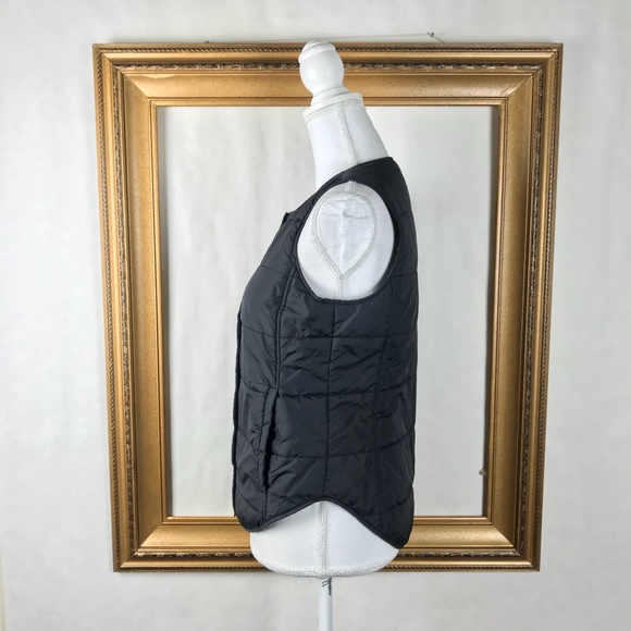 EILEEN FISHER Black snap quilted puffer vest, XS - Picture 4 of 7